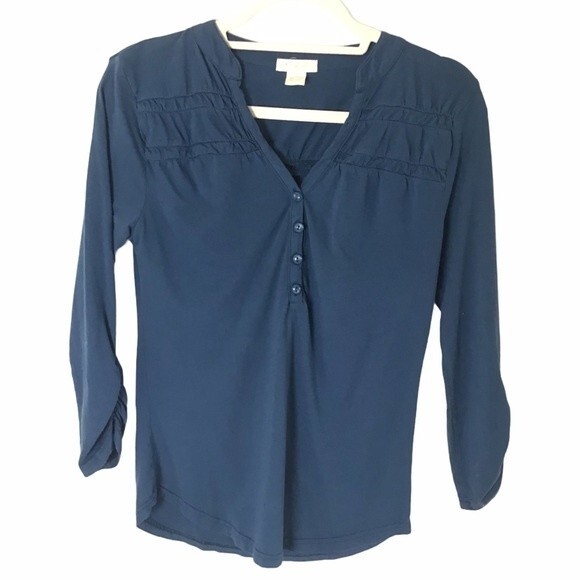 Teal Long Sleeve 4 Button Top - Picture 1 of 4